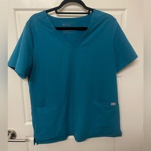 Figs Pacific Blue Casma Scrub Top Large